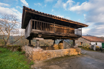 Horreo, typical rural construction in Asturias, Spain.