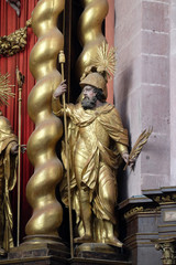 Saint Vitalis statue on the main altar in Cistercian Abbey of Bronbach in Reicholzheim near Wertheim, Germany