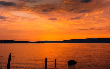 sunset landscape over the sound of mull on isle of mull scotland
