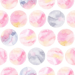 Watercolor seamless pattern. Abstract texture with circle elements