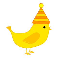 Canary Bird with Yellow Feather isolated on white background. Birthday element. Vector illustration for Your Design, Game, Card.