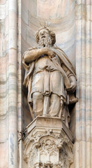Obraz premium Statue of Saint on the facade of the Milan Cathedral, Duomo di Santa Maria Nascente, Milan, Lombardy, Italy