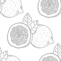 lemon tropical fruits seamless pattern