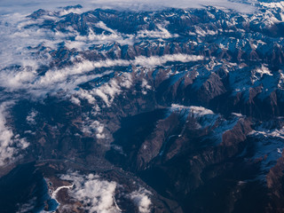 aerial view of the alps