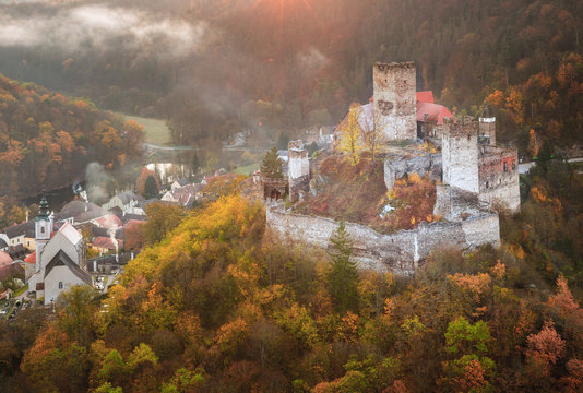 Landscape with Hardegg Castle in Lower Austria