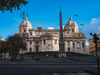 Santa Maria della Neve church and Esquiline obelisk in Rome