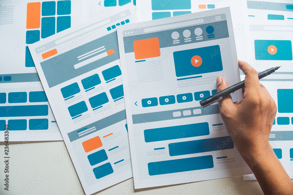 Poster website designer creative planning application developer development draft sketch drawing template l