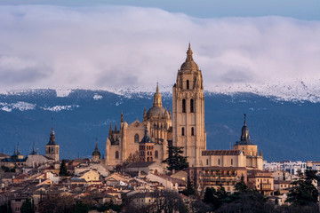  Cathedral in Segovia, detailed close up with tele photo lens, Spain