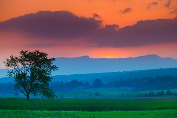 Sunset over Mt. Mansfield in Stowe Vermont