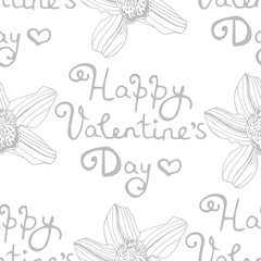 Valentine's Day seamless pattern with orchid flower