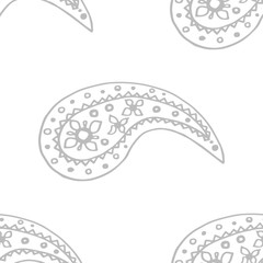 paisley seamless pattern, hand drawn indian cucumber, sketch