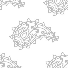 paisley seamless pattern, hand drawn indian cucumber, sketch