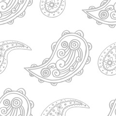 paisley seamless pattern, hand drawn indian cucumber, sketch
