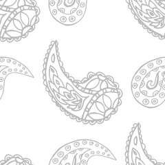 paisley seamless pattern, hand drawn indian cucumber, sketch