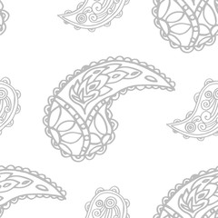 paisley seamless pattern, hand drawn indian cucumber, sketch