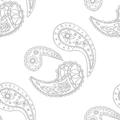 paisley seamless pattern, hand drawn indian cucumber, sketch