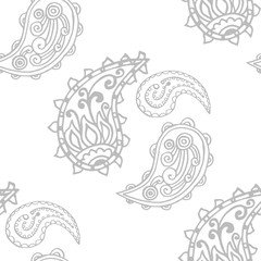 paisley seamless pattern, hand drawn indian cucumber, sketch