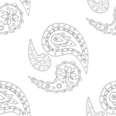 paisley seamless pattern, hand drawn indian cucumber, sketch