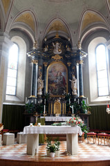 Fototapeta na wymiar Altar in the Saint George church in Luson, Italy