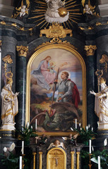 Fototapeta na wymiar Main altar in the Saint George church in Luson, Italy