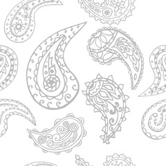 paisley seamless pattern, hand drawn indian cucumber, sketch