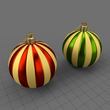 Striped Christmas ornament set