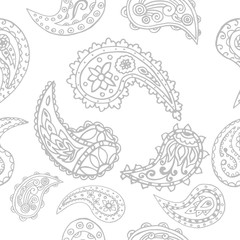 paisley seamless pattern, hand drawn indian cucumber, sketch