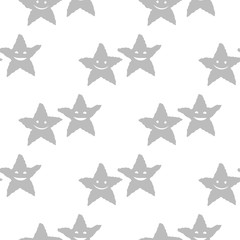 Geometric seamless pattern. Smiling starfish