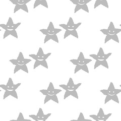 Geometric seamless pattern. Smiling starfish