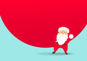 Fototapeta na wymiar Cute Santa Claus with bag. Christmas vector icon. 