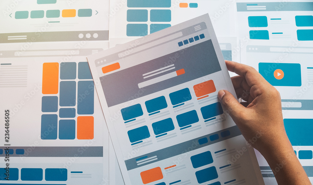 Poster website designer creative planning application developer development draft sketch drawing template l