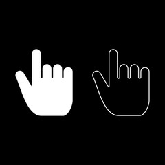 Obraz premium Hand point select declare index finger forefinger for click concept pushing choose icon set white color illustration flat style simple image