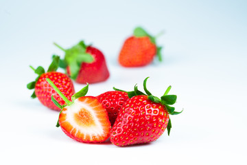 ripe red strawberry on white background

