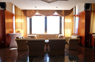 A luxury resort hotel lobby and sitting room lounge 