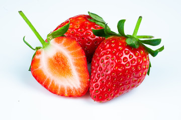 ripe red strawberry on white background
