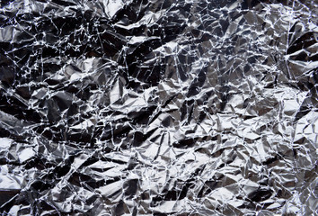 Texture of crumpled foil closeup