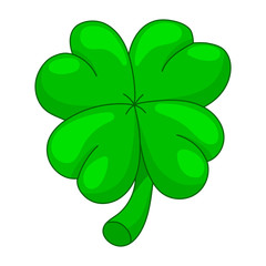 St. Patrick's Holidays Four Leaf Clover. Lucky Symbol and Irish Mascot for St. Patrick's Holidays. Vector Illustration in Cartoon Style for Your Design, Game, Card.