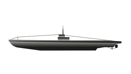 Submarine - simple element on white background, keyable illustration in high resolution.