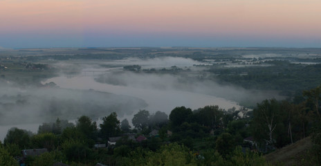 pink misty dawn in pronsk