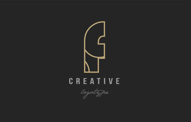 black and yellow gold alphabet letter f logo company icon design