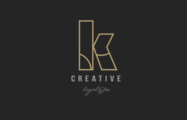 black and yellow gold alphabet letter k logo company icon design