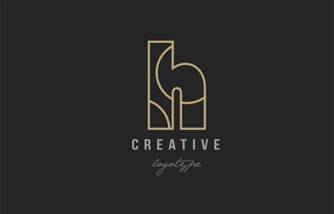 black and yellow gold alphabet letter h logo company icon design