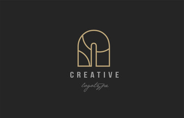 black and yellow gold alphabet letter n logo company icon design