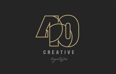 black and yellow gold number 40 logo company icon design