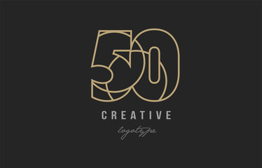 black and yellow gold number 50 logo company icon design