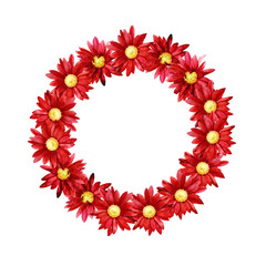 Obraz premium Round frame wreath of chrysanthemum flowers.