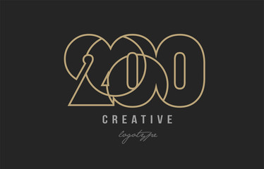 black and yellow gold number 200 logo company icon design