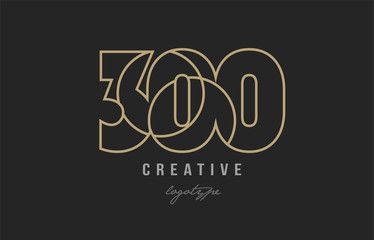 black and yellow gold number 300 logo company icon design
