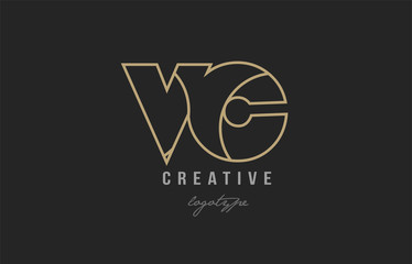 black and yellow gold alphabet letter vc v c logo combination company icon design