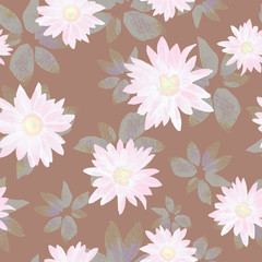 Watercolor seamless pattern of chrysanthemum flowers.